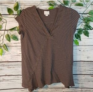 Anthropologie Postage Stamp vneck striped top Sm